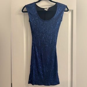 Blue sequin mini dress